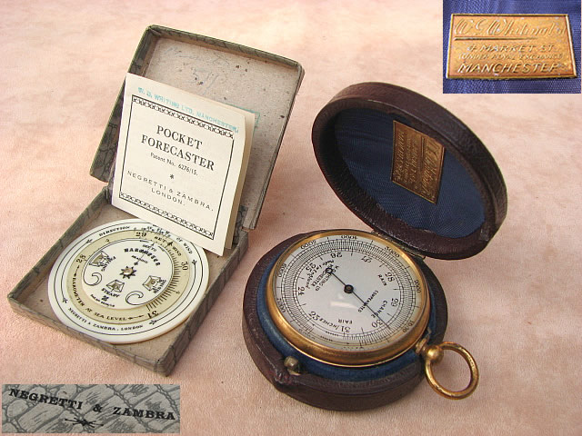 Edwardian period pocket barometer with separate Negretti & Zambra weather forecaster
